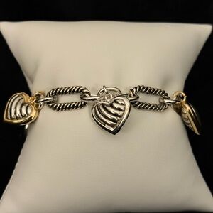 Silver and Gold Heart Charm Bracelet